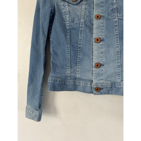 AG Adriano Goldschmied Denim Trucker Jacket Button Front Blue Jean Womens Small - Picture 4 of 8
